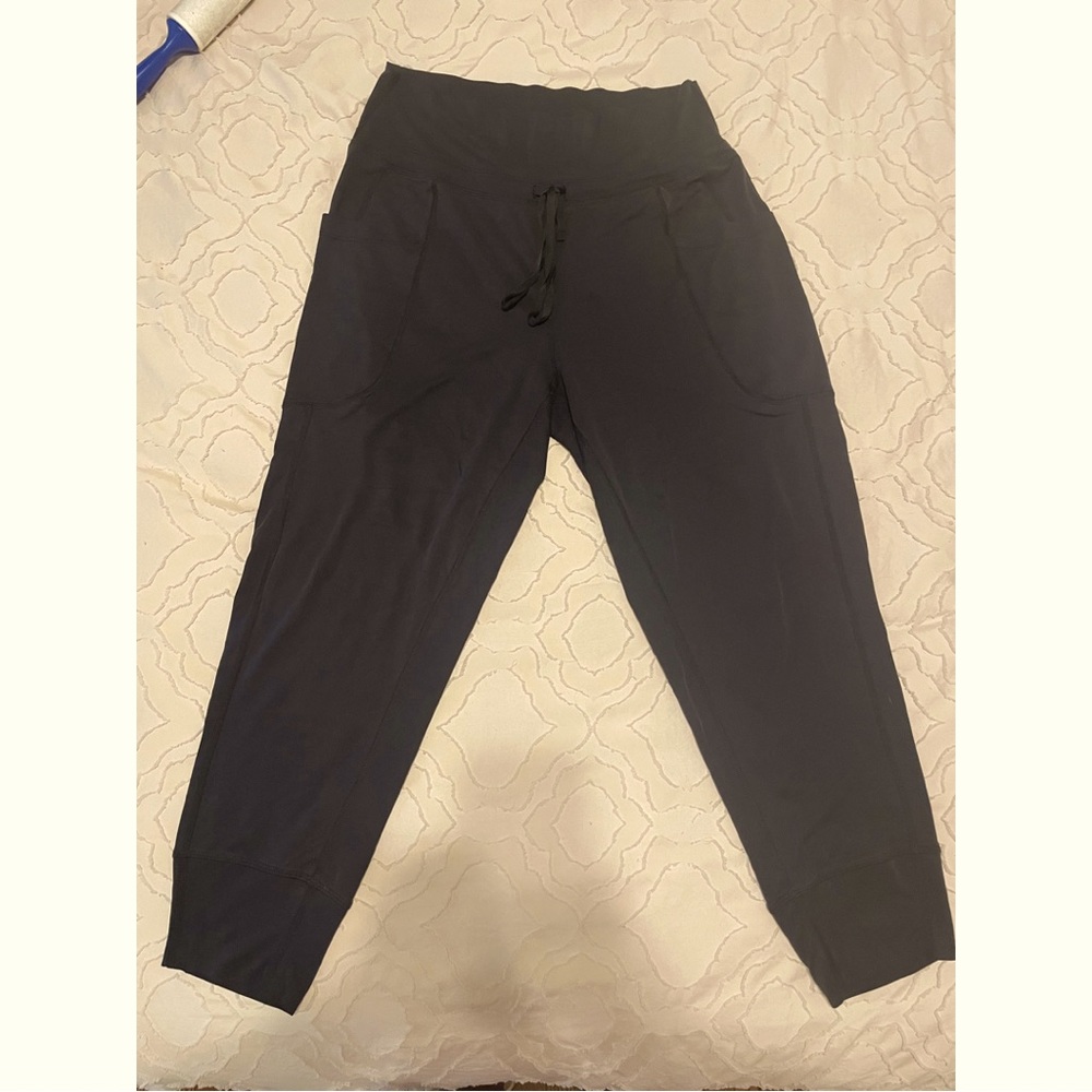 Fabletics Sleek Knit Black Drawstring Pant